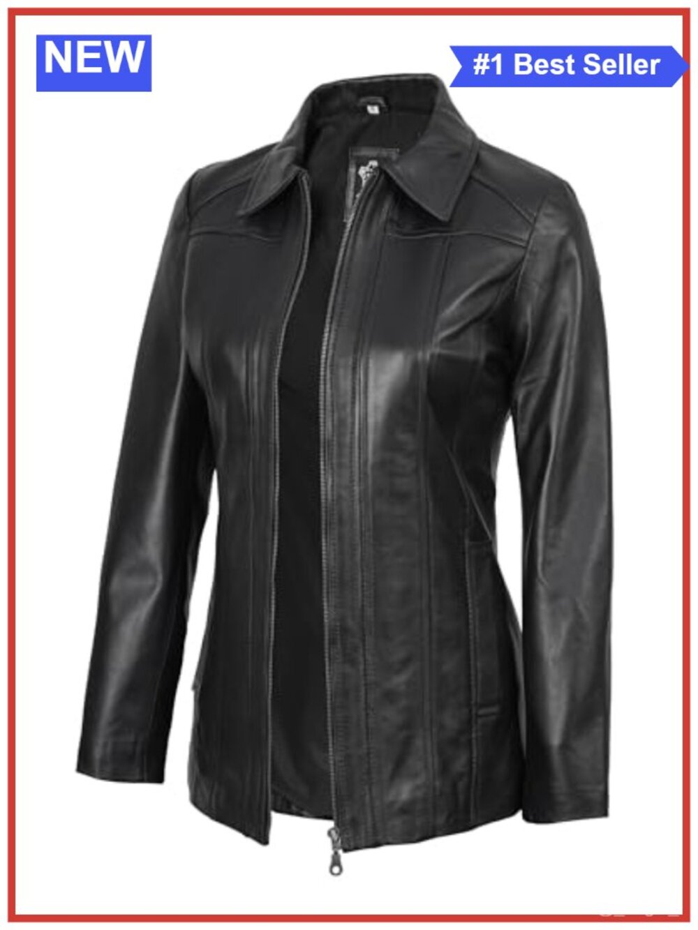 100% Real Lambskin Leather Car Coat Long Jacket Shirt Collar